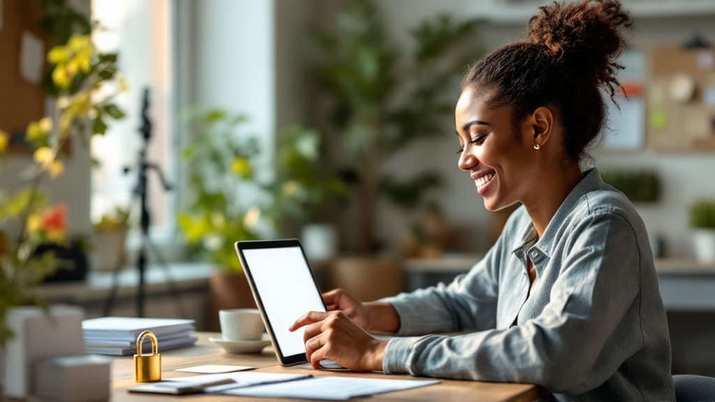 Small business owner reviewing creator campaign results